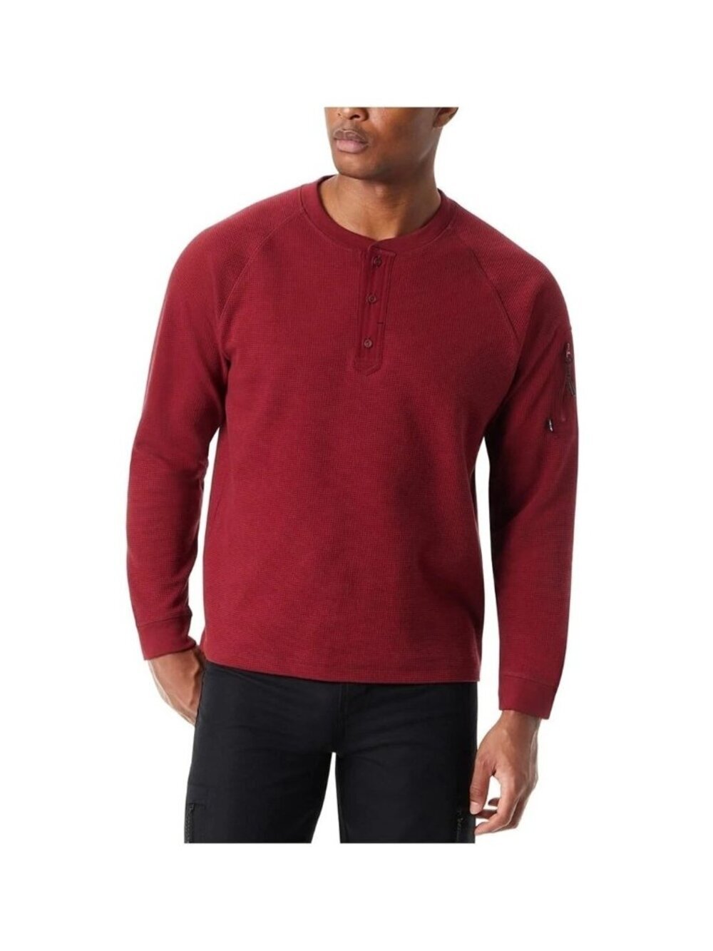 NWT Bass Outdoor Men's S Performance Thermal Henley Red Long Sleeve Sweatshirt